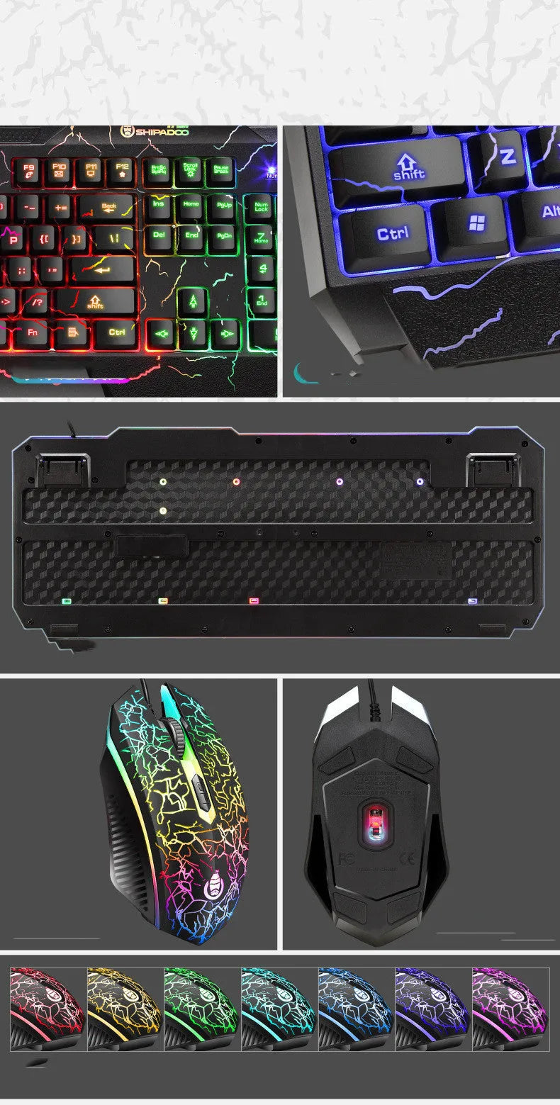 Wired USB keyboard and mouse set with backlight and 2400dpi optical mouse in SET1 or SET2 colour