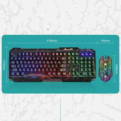 Wired USB keyboard and mouse set with backlight and 2400dpi optical mouse in SET1 or SET2 colour