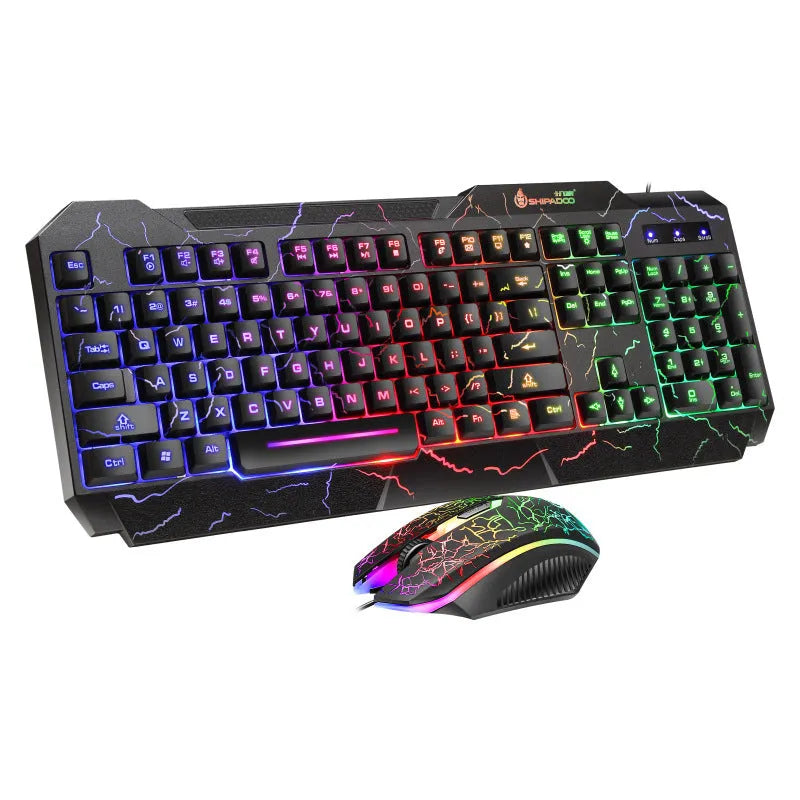 Wired USB keyboard and mouse set with backlight and 2400dpi optical mouse in SET1 or SET2 colour
