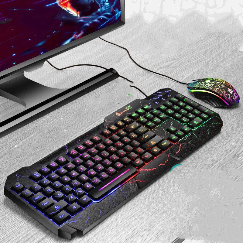 Wired USB keyboard and mouse set with backlight and 2400dpi optical mouse in SET1 or SET2 colour