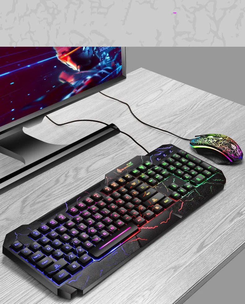 Wired USB keyboard and mouse set with backlight and 2400dpi optical mouse in SET1 or SET2 colour