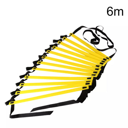 Adjustable agility training rope ladder with cloth bag for fitness workouts