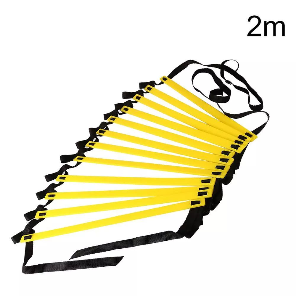 Adjustable agility training rope ladder with cloth bag for fitness workouts