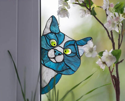 Colorful PVC cat window sticker with double-sided design for home and car decoration