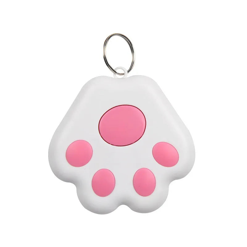 Small black dog paw shaped Bluetooth tracker for finding keys and phones with two-way alarm.