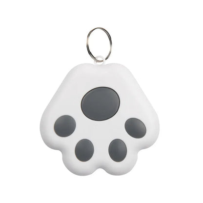 Small black dog paw shaped Bluetooth tracker for finding keys and phones with two-way alarm.