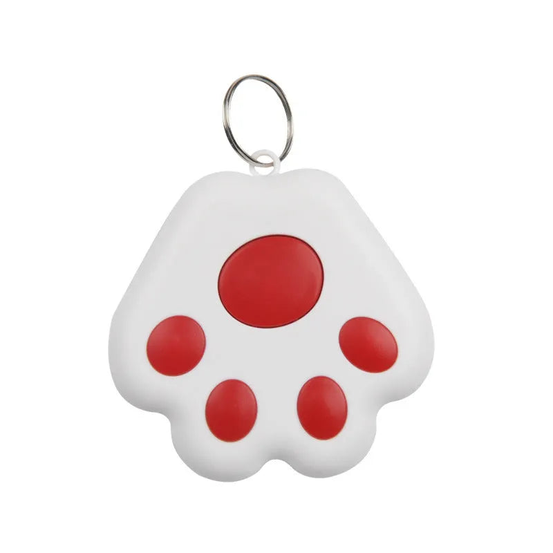 Small black dog paw shaped Bluetooth tracker for finding keys and phones with two-way alarm.