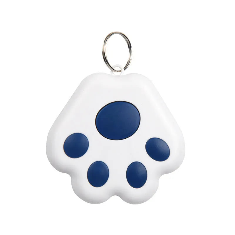Small black dog paw shaped Bluetooth tracker for finding keys and phones with two-way alarm.
