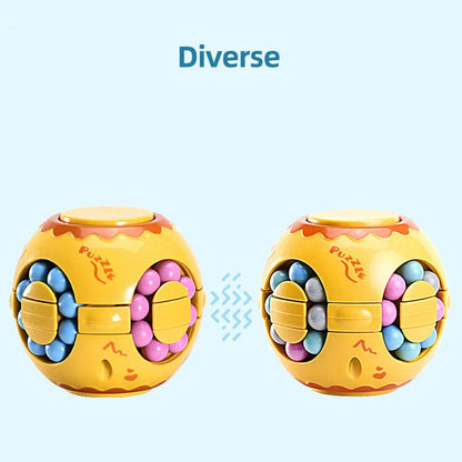 Interactive Magic Bean Toy with rotating colorful beads for stress relief and brain development