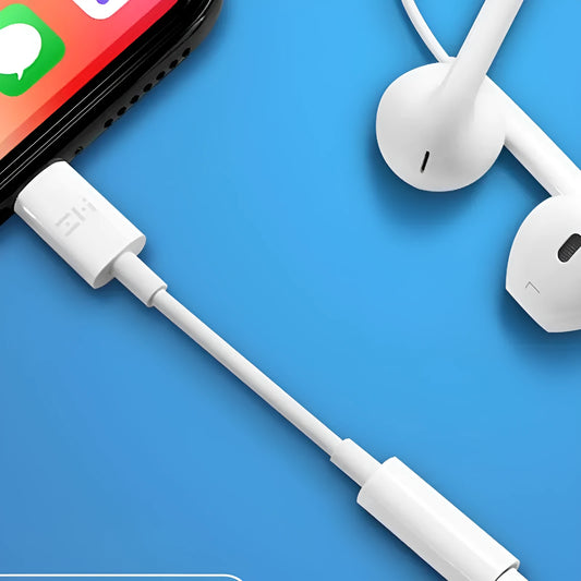 White Lightning to 3.5mm audio adapter cable for iPhone compatibility with 8cm length