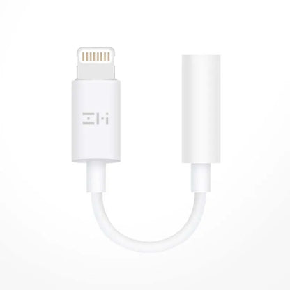 White Lightning to 3.5mm audio adapter cable for iPhone compatibility with 8cm length