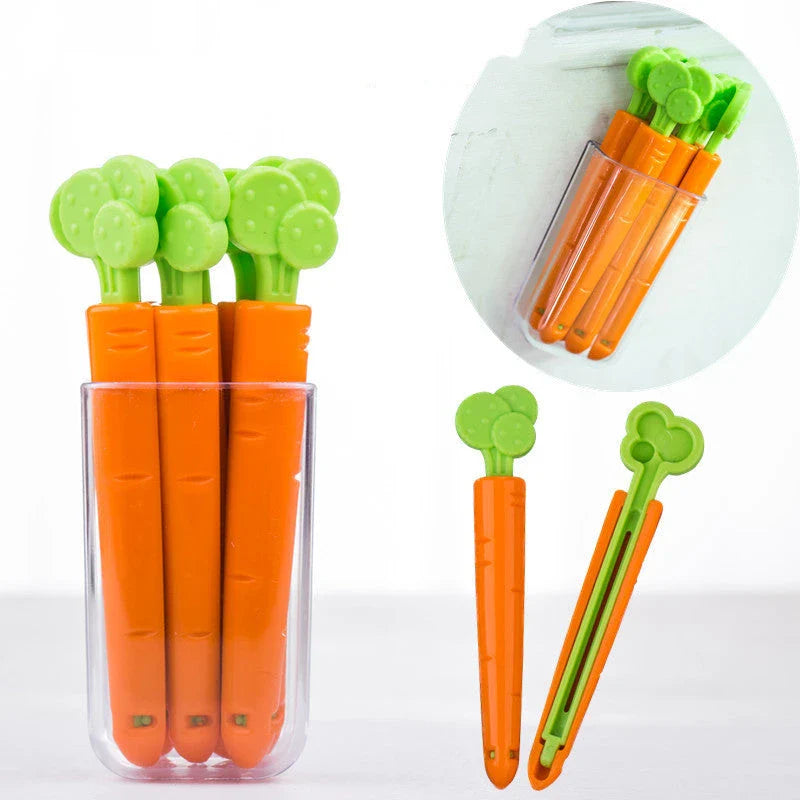 Moisture-Proof Carrot Shaped Bag Clips for Sealing and Organizing Food Bags