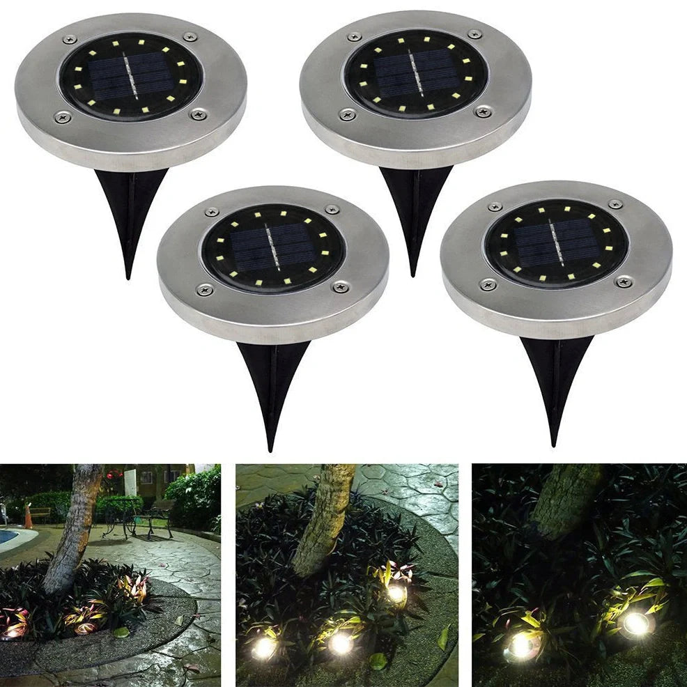 12 LED solar underground lawn light with 12x12x14cm dimensions and IP65 waterproof rating