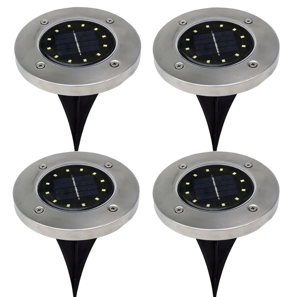 12 LED solar underground lawn light with 12x12x14cm dimensions and IP65 waterproof rating