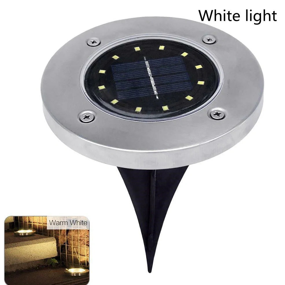 12 LED solar underground lawn light with 12x12x14cm dimensions and IP65 waterproof rating