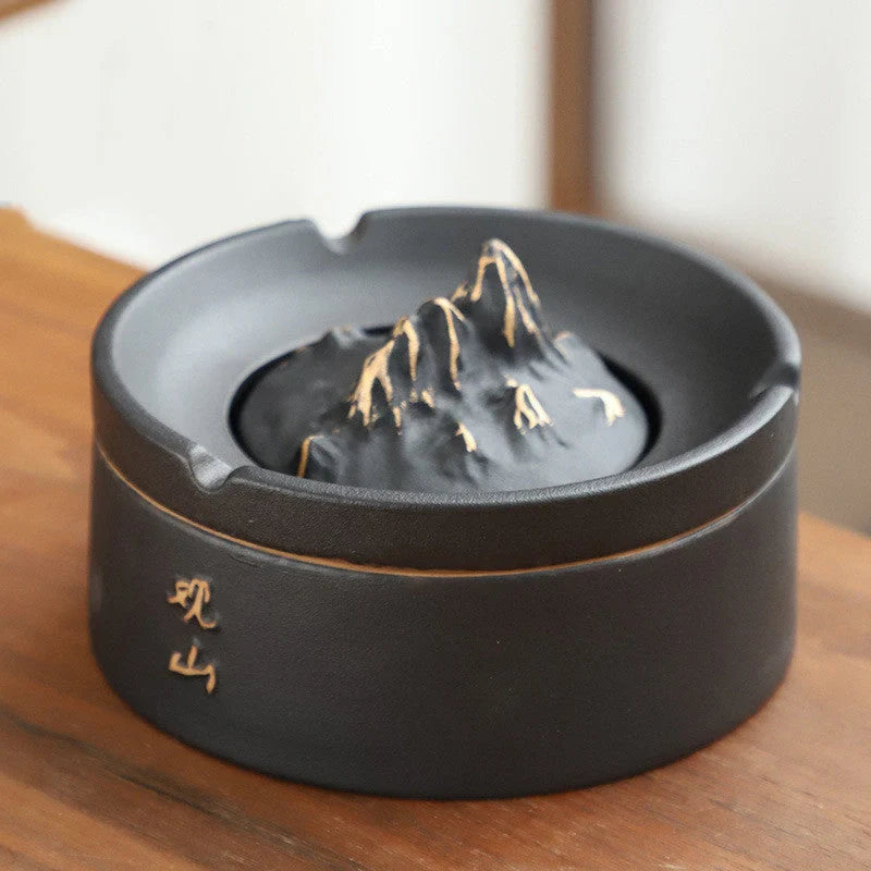 New Chinese Ceramic Ashtray in black and green options, durable and stylish smoking accessory