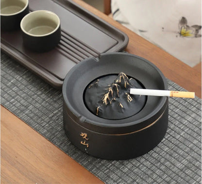 New Chinese Ceramic Ashtray in black and green options, durable and stylish smoking accessory
