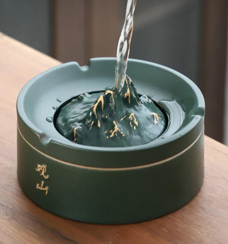 New Chinese Ceramic Ashtray in black and green options, durable and stylish smoking accessory