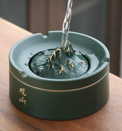 New Chinese Ceramic Ashtray in black and green options, durable and stylish smoking accessory