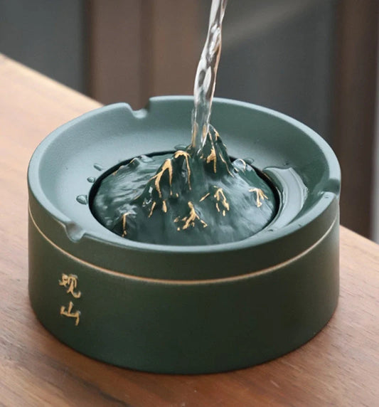New Chinese Ceramic Ashtray in black and green options, durable and stylish smoking accessory