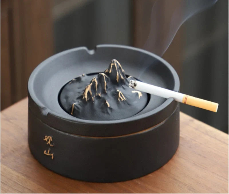 New Chinese Ceramic Ashtray in black and green options, durable and stylish smoking accessory