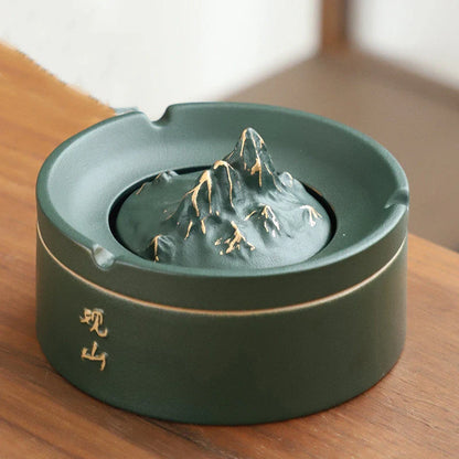 New Chinese Ceramic Ashtray in black and green options, durable and stylish smoking accessory