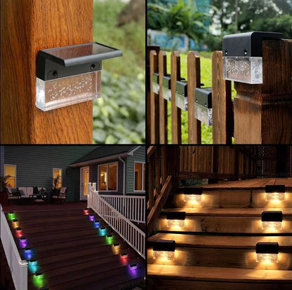 Waterproof RGB LED Solar Step Fence Light for outdoor decoration and illumination