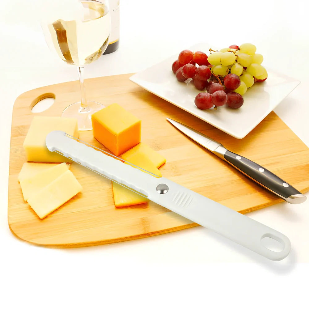 White plastic butter knife measuring 22.6cm long with modern simple design for food preparation