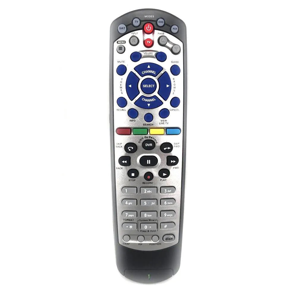 Black DISH Network universal remote control with flat design, compatible with satellite receiver code 20.1