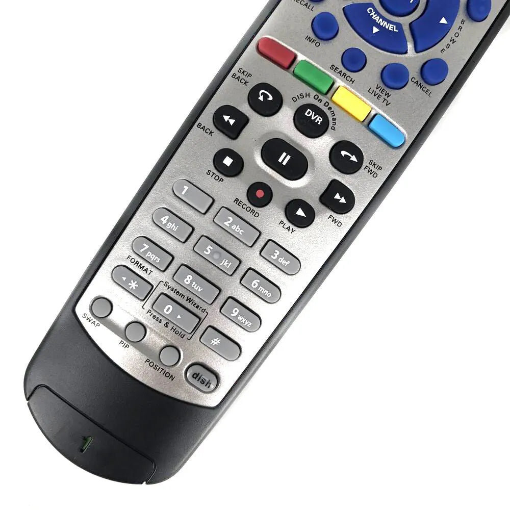 Black DISH Network universal remote control with flat design, compatible with satellite receiver code 20.1