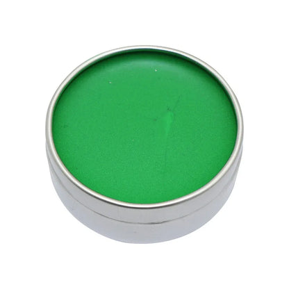 Set of 12 rectangular face paint cakes in assorted colours including black, red, gold, silver, blue, and green.
