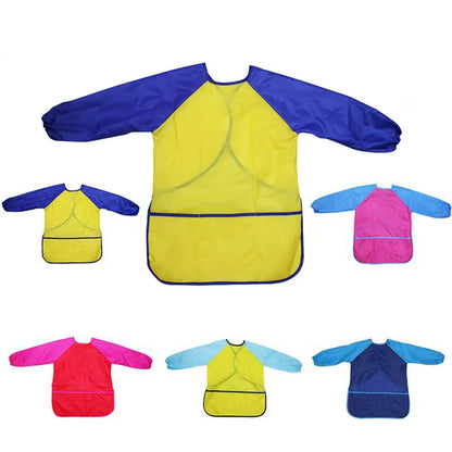 Children's waterproof painting apron with long sleeves in various colors