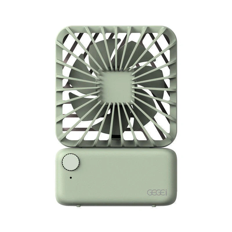 Square Pocket Mini Fan in pink, blue, and green with 3 wind levels and 800 mAh battery