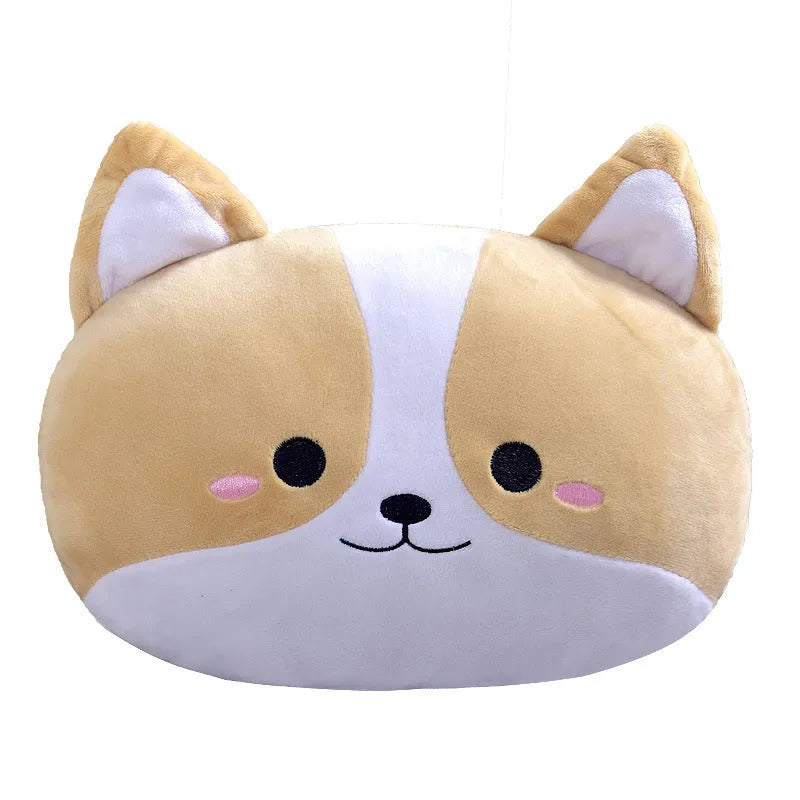 Corgi Shiba Inu cartoon car pillow in headrest U pillow and lumbar pillow styles with polyester cover and cotton filling