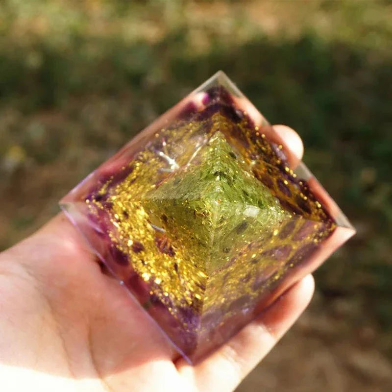 Calming Tiger Eye Crystal Orgone Pyramid - Harmonize Your Aura and Boost Energy