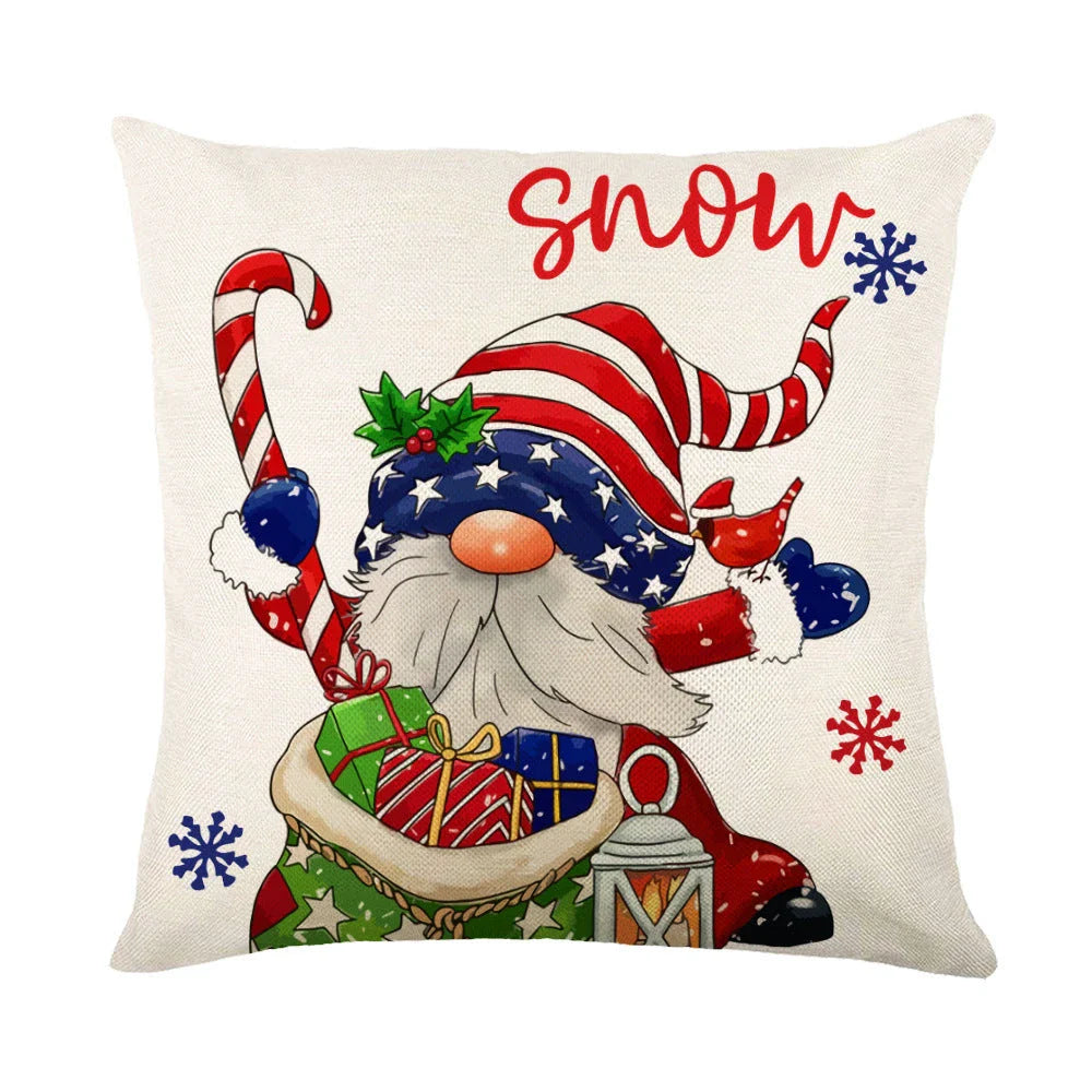 Festive throw pillow covers with various snowflake designs for Christmas home decor