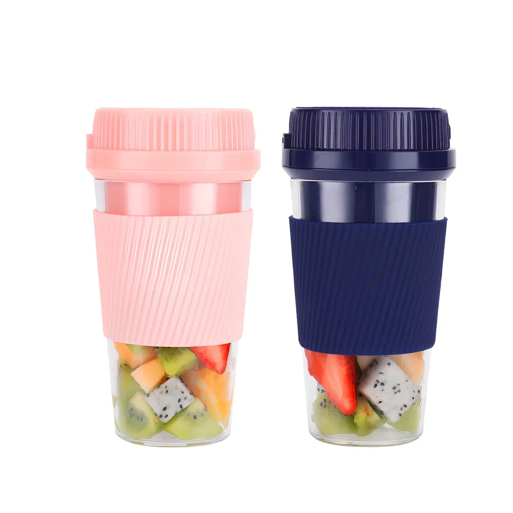 Pink portable USB blender with 400ml container, 37W motor, and 300ml juice capacity