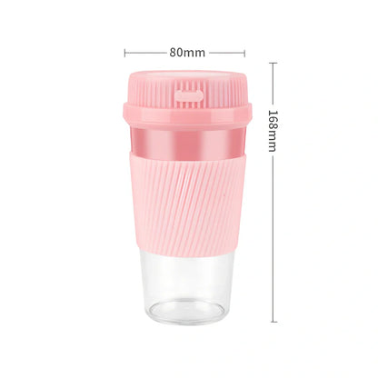 Pink portable USB blender with 400ml container, 37W motor, and 300ml juice capacity
