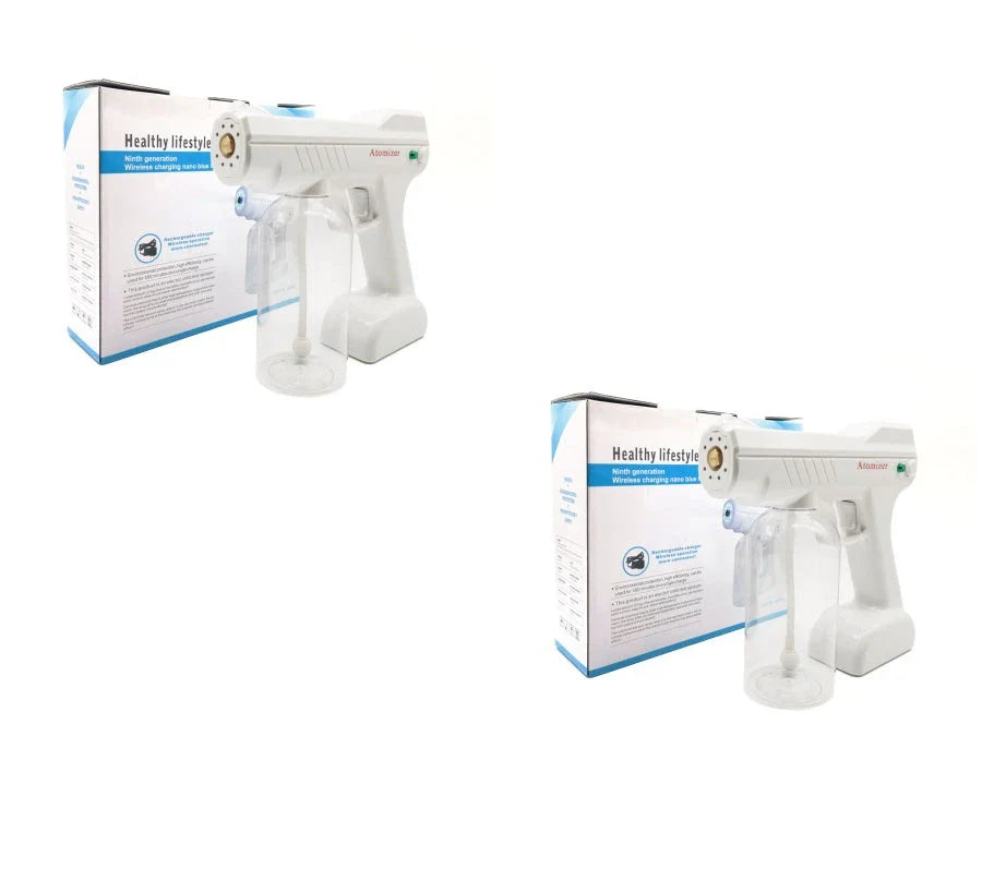 Cordless atomizing disinfectant sprayer with adjustable mist output, long-lasting battery, and durable brass nozzle for efficient sanitization