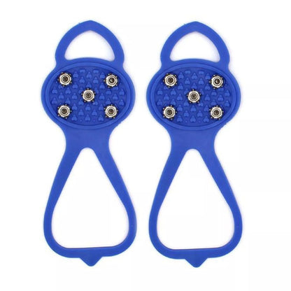 Unisex 5-toothed ice grippers for shoes, featuring durable rubber and steel teeth for superior traction on ice and snow.