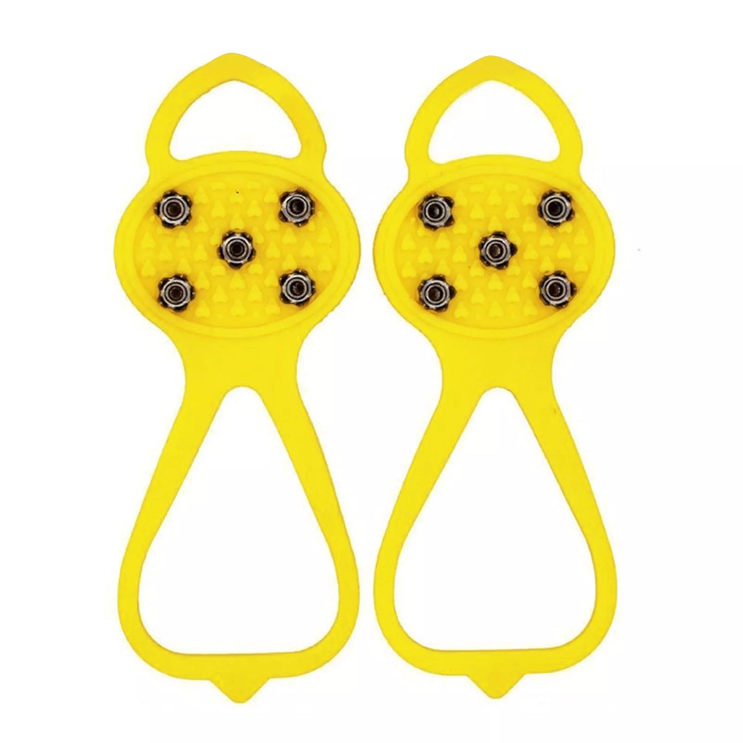 Unisex 5-toothed ice grippers for shoes, featuring durable rubber and steel teeth for superior traction on ice and snow.
