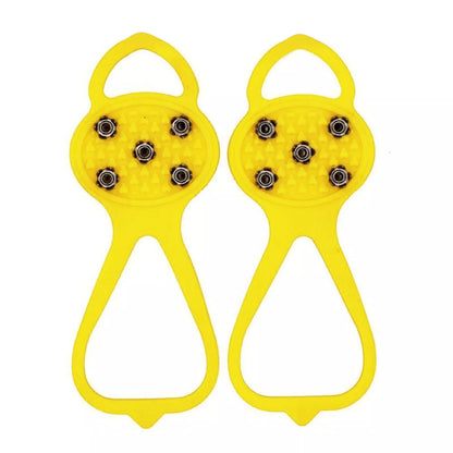 Unisex 5-toothed ice grippers for shoes, featuring durable rubber and steel teeth for superior traction on ice and snow.