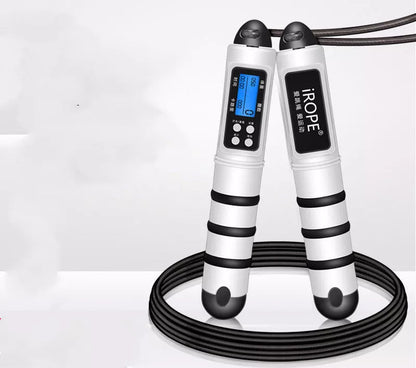 Digital Counting Skipping Rope with white handles and built-in jump counter
