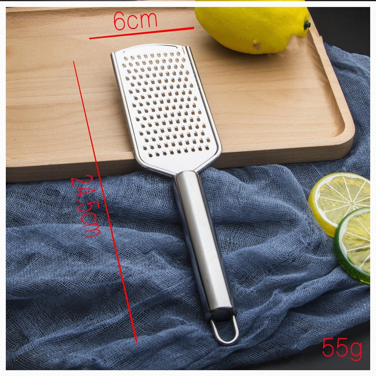 Stainless steel kitchen grater set with four grating options for cheese, vegetables, and ginger