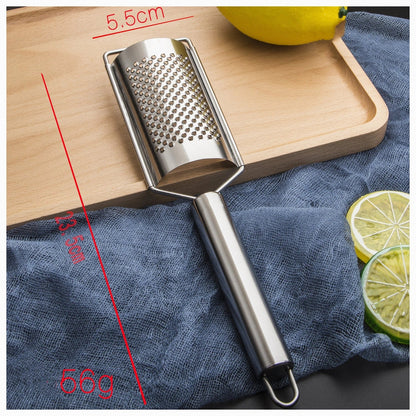 Stainless steel kitchen grater set with four grating options for cheese, vegetables, and ginger