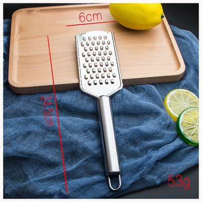Stainless steel kitchen grater set with four grating options for cheese, vegetables, and ginger