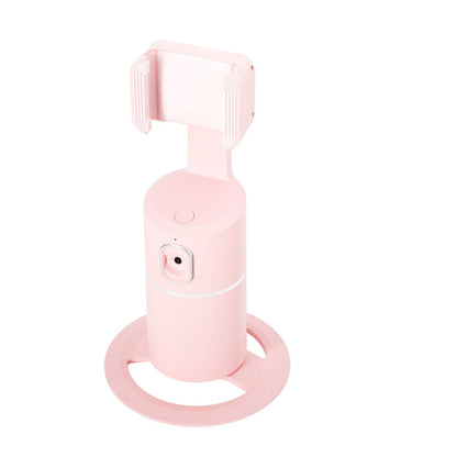 Black smart phone gimbal showing 360-degree rotation capability and clip attachment for mobile devices
