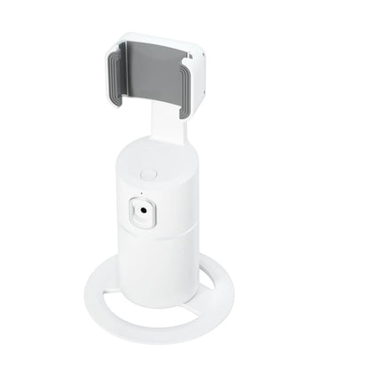 Black smart phone gimbal showing 360-degree rotation capability and clip attachment for mobile devices