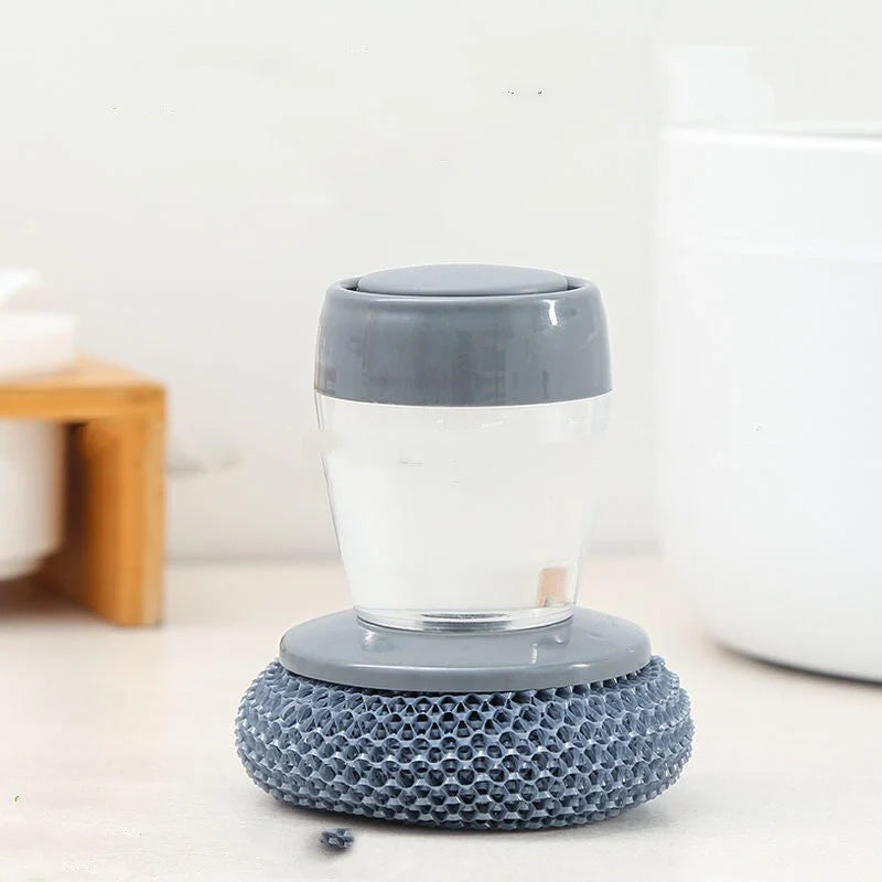 Kitchen Soap Dispensing Palm Brush Cleaner with Push-Type Design for efficient cleaning
