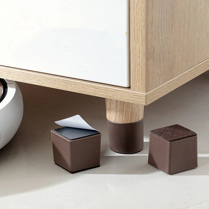 Modern ABS furniture legs with felt base for cabinets and tables, available in dark brown and beige.